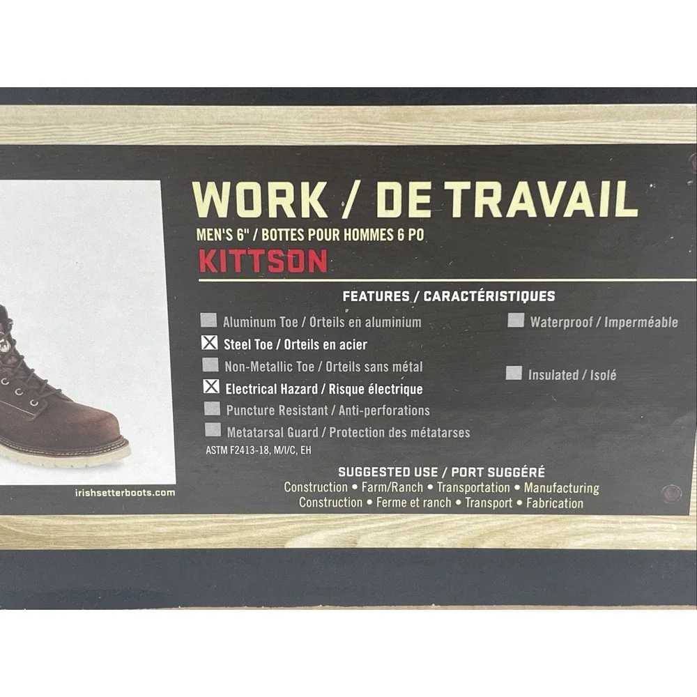 Irish Setter Red Wing Kittson Steel‎ Toe Work Boots Brown Leather Mens Size 14 D